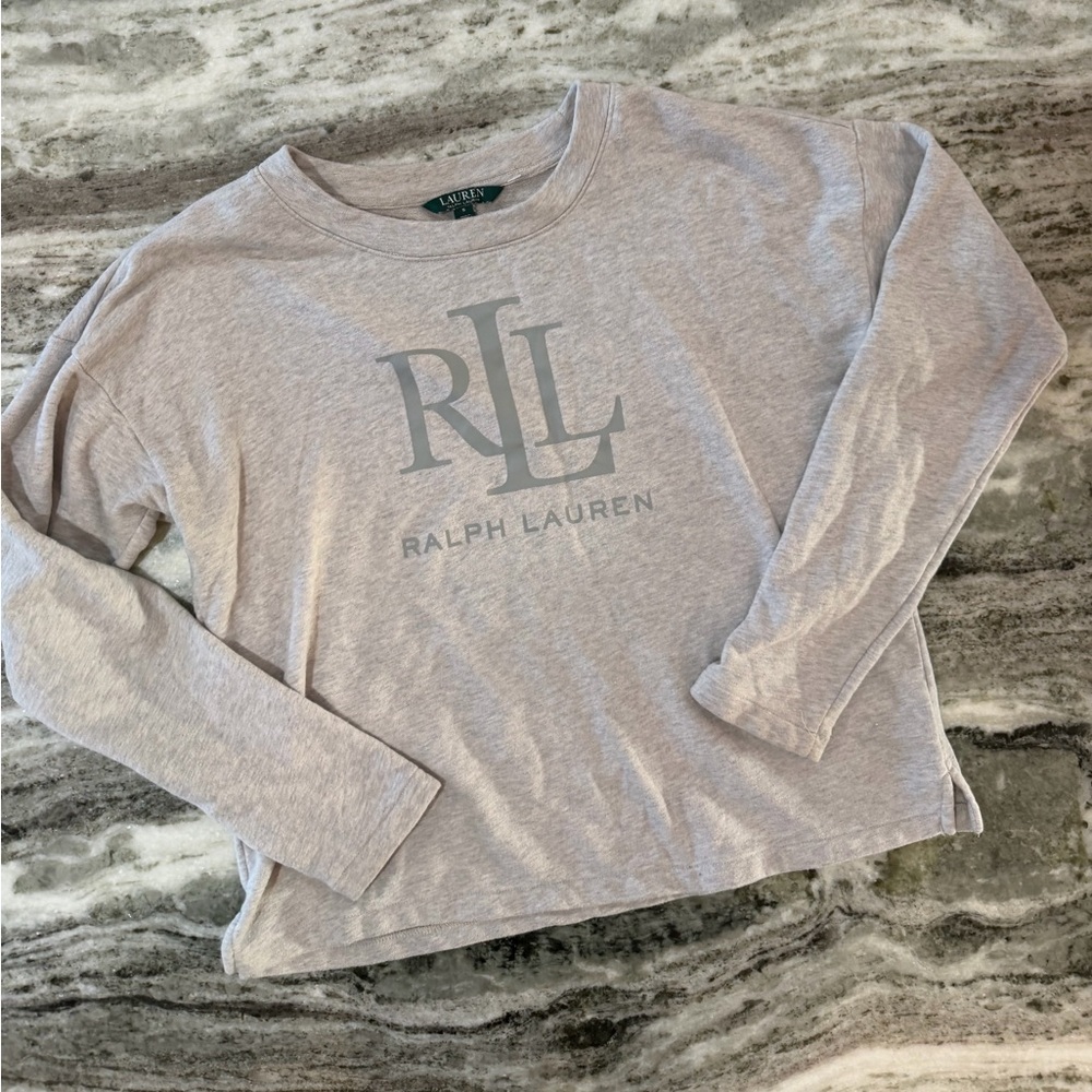 Lauren Ralph Lauren Light Gray Logo Sweatshirt - Picture 2 of 5